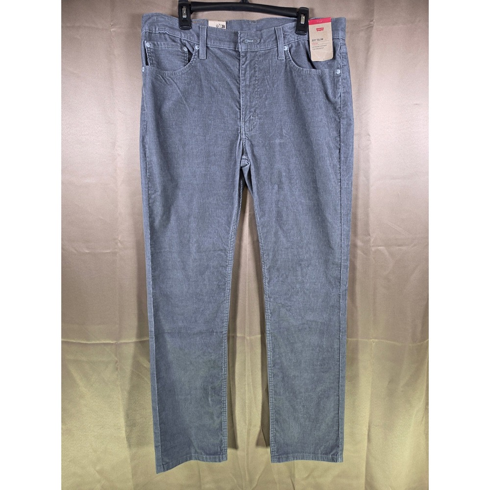 Levis 511 Slim Fit Corduroy Pants Mens 36x32 Gray Stretch NWT